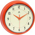 Infinity Instruments Retro Round Orange - 9.5" Retro Metal Wall Clock 10940 ORANGE